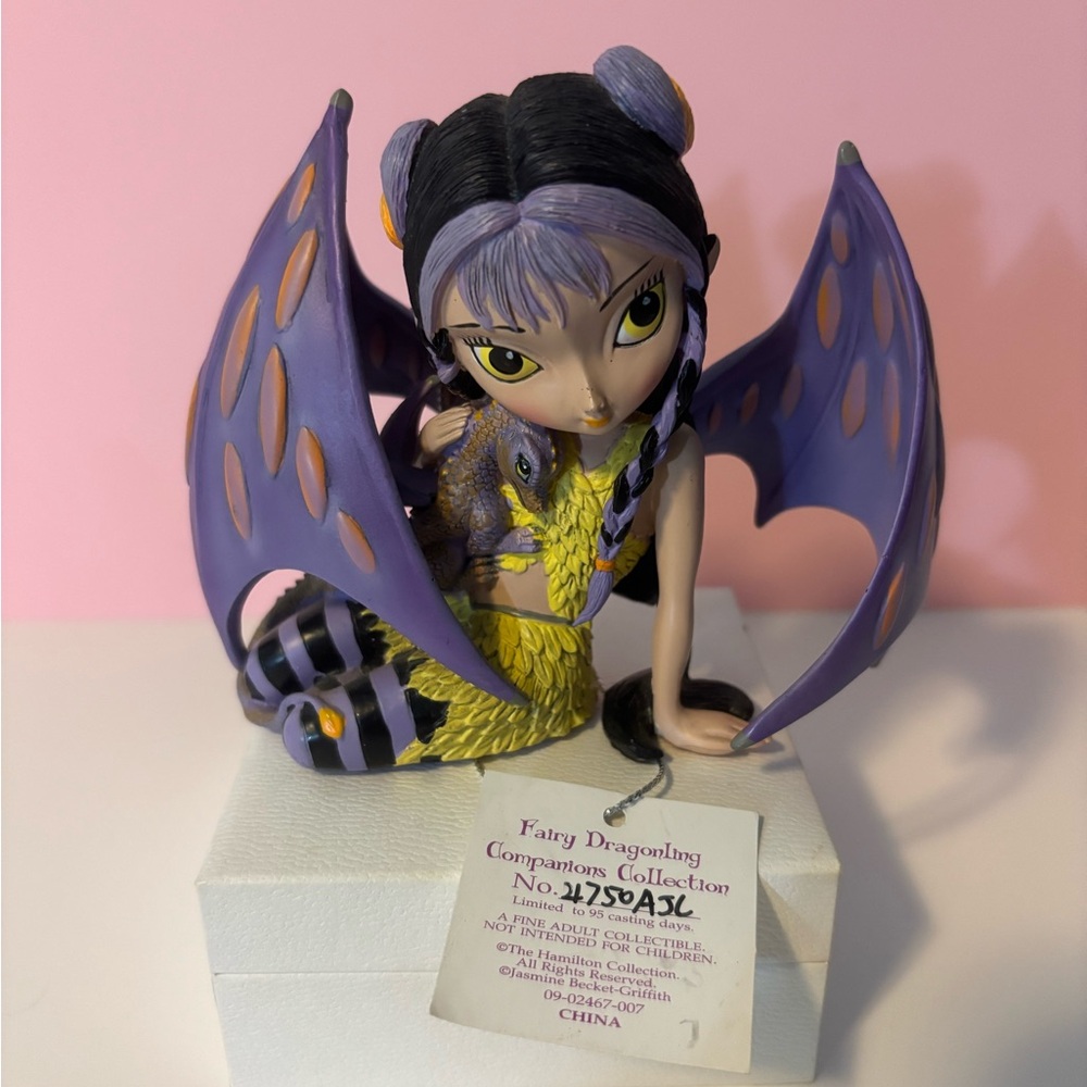 Fantasy Dragon Figurine with Purple and Yellow Accents